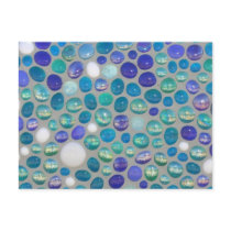 Blue Glass Pebble Mosaic Post Card