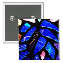 'Blue Glass' Square Button