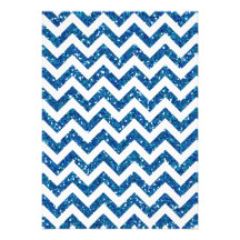 Blue Glitter Chevron Pattern Custom Invites