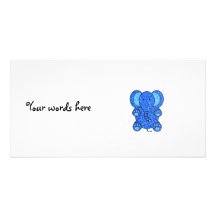 Blue glitter elephant custom photo card