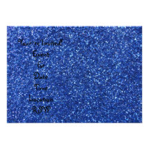 Blue glitter personalized invite
