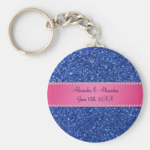 Blue glitter wedding favors keychain