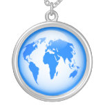 Blue Glossy Globe Personalized Necklace