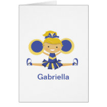 Blue & Gold Cheerleader Greeting Cards