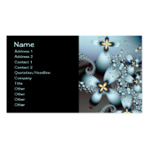 Blue Gold Cute Abstract Floral Business Cards