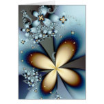 Blue Gold Cute Abstract Floral Card