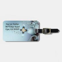 Blue Gold Cute Abstract Floral Tags For Luggage