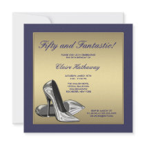 Blue Gold High Heels Womans 50th Brithday