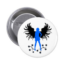 Blue Goth Angel button