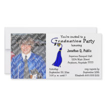 Blue Graduation Party Photo Invitation