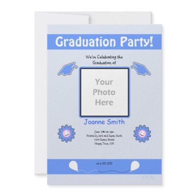 Blue Graduation Photo Smiley Flowers and Caps Personalized Announcement by xfinity7