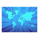 Blue graphic world map bed personalized announcements