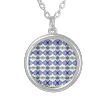 Blue green and white patterned custom jewelry