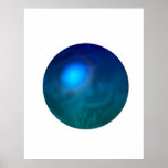 Blue green ball graphic metal reflection swirl posters