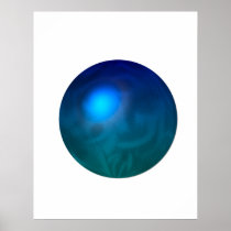 Blue green ball graphic metal reflection swirl