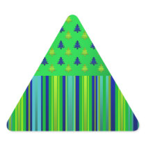 Blue green Christmas trees on blue stripes Sticker
