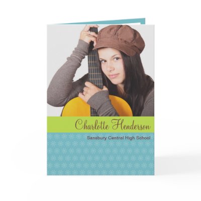 Blue green custom graduation photo announcement by FidesDesign