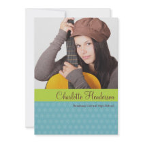 Blue green custom photo graduation announcement
