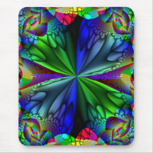 Blue Green Fractal Mousepad