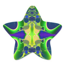 Blue green fractal star sticker