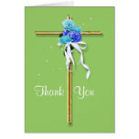 Blue green gold funeral "thank you" card