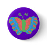 Blue green orange butterfly button