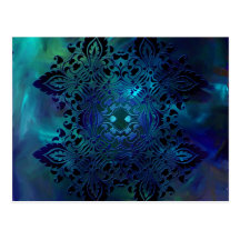 Blue Green Ornate Design Post Card