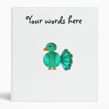 Blue green peacock 3 ring binders