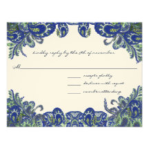 Blue & Green Peacock Wedding Invitations