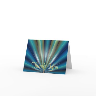 Blue-Green Pleated Design Thank You Card by FractaGifts