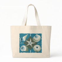 Blue & Green Sea Shells Tote Bags