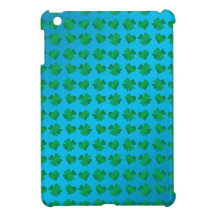 Blue green shamrocks and hearts iPad mini cases