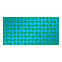 Blue green shamrocks and hearts picture card