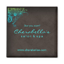 Blue Green Trendy Salon Spa Floral Fridge Magnet