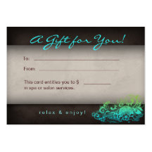 Blue Green Trendy Salon Spa Floral Gift Card Business Card Template