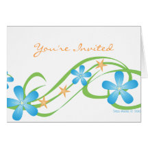 Blue Green Tropical Greeting Cards