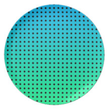 Blue Green Turquoise Polka Dot Pattern Dinner Plates