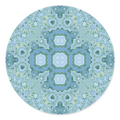 Blue Green Watercolor Mandala Round Sticker by Digital_Mandalas