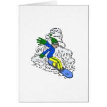 Blue Green Yellow Snowboarder Greeting Card