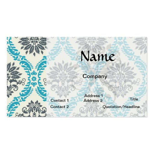 blue grey and cream elegant damask business card templates