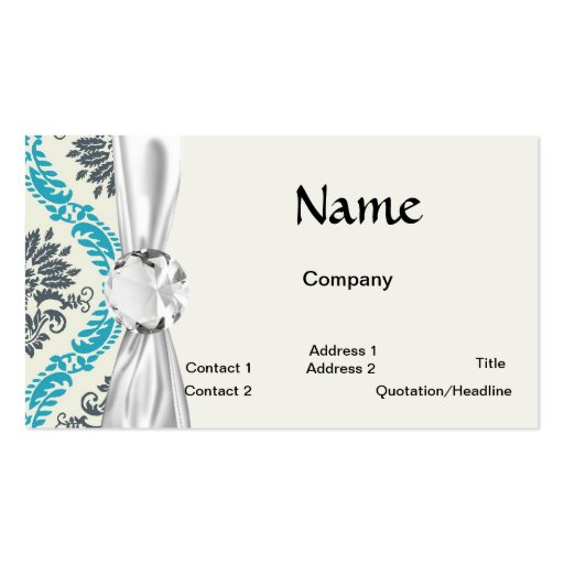 blue grey and cream elegant damask business cards