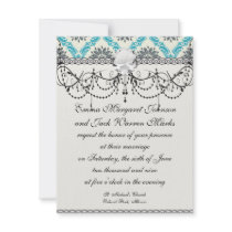 blue grey and cream elegant damask custom announcement