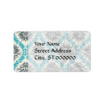 blue grey and cream elegant damask labels