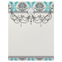 blue grey and cream elegant damask customized letterhead