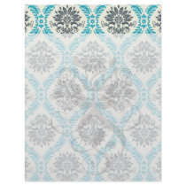 blue grey and cream elegant damask letterhead