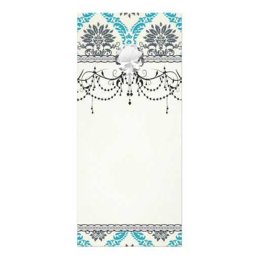 blue grey and cream elegant damask full colour rack card