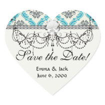 blue grey and cream elegant damask sticker