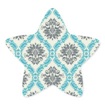 blue grey and cream elegant damask sticker