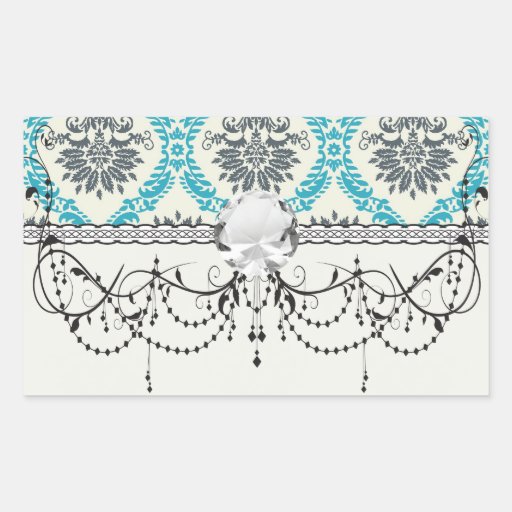 blue grey and cream elegant damask stickers
