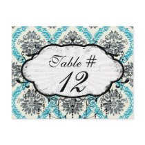 blue grey and ecru cream elegant damask postcard